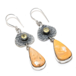 Maligano Jasper,Citrine 925 Sterling Silver Jewelry Earring 2.56 g2t56