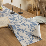 Retro lauajooks, sinine lilleline k&ouml;&ouml;ginurk ristk&uuml;likukujuline lauajooks K&ouml;&ouml;gilaua kaunistus siseruumides &otilde;ues kodus peotarbed 30x120cm