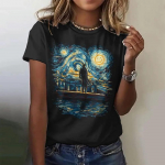 Suvine Naiste Riietus T-s&auml;rk &Uuml;mar kaelus Top Vabaaja Mugav L&uuml;hikeste varrukatega Vanaaegse Prindiga Vaba Hingav Riietus Naiste T-s&auml;rk S