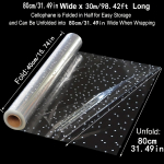 80 cm * 30 m / 31,49 tolli * 98,42 jalga valge t&auml;piline l&auml;bipaistev tsellofaani pakkimisrull, suure suurusega kristallist tsellofaani rull kinkekorvide jaoks, lilled, s&otilde;brap&auml;evaks