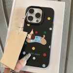 Nahatunnetusega telefoni&uuml;mbris iPhone 11 13 16 Pro Maxile, iPhone XR XS Maxile, 14 15 Pro Maxile, 12 13 Pro Maxile, 16 Plusile, 13 Prole, 14 Prole, multifilmimaalinguga makarooniv&auml;rvides iPhone 16 Pro Max roosa