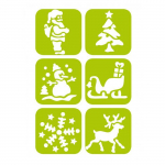 Pochoirs de No&euml;l pour enfants - DTM LOISIRS CR&Eacute;ATIFS - Lot de 6 - Plastique r&eacute;utilisable - Vert