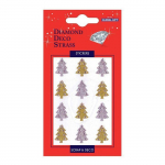 Autocollants strass diamant - Sapins dor&eacute;s et argent&eacute;s
