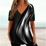 Suur suurus Lihtne Naiste T-s&auml;rk 3D Laine Kurviga T-s&auml;rk Mood V-kaelusega Suvine L&uuml;hikeste varrukatega Lahtine Streetwear Naiste R&otilde;ivad Vabaaja T-s&auml;rk Daamidele 2XL