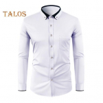 Meeste kleit-s&auml;rk Rhinestone kraega veniv pikkade varrukatega kortsudeta pidulik s&auml;rk Solid Slim Fit Pulmad Tutvumis&otilde;htu Prom Business Button Down S&auml;rk L meresinine v&auml;rv