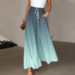 Naiste p&uuml;ksid Boho Print Elastsed k&otilde;rge v&ouml;&ouml;kohaga p&uuml;ksid vabaaja laia s&auml;&auml;rega pikad p&uuml;ksid taskuga XXL