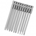 10 tk 100mm 14 kuuskantvarrega magnetilised BST kruvikeeraja otsikud komplekt (Pilukruvi+Ristpea Turvat&auml;ht )