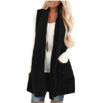 Naiste moe &uuml;hev&auml;rviline vabaaja mantel taskutega pl&uuml;&uuml;sist vestiga topp XXL must