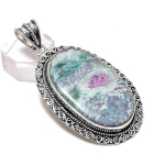 Natural Ruby Fuchsite Gemstone 925 Sterling Silver Jewelry Pendant 2.64 d4q83