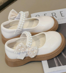 T&uuml;drukute Pearl Fashion Performance nahast kingad keskmised ja suured lapsed Mary Jane kingad Bow Princess kingad 26 must