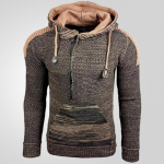 Uus Vabaaja Mood Pikkade Varrukatega &Auml;ri Klassikaline Mitmek&uuml;lgne Kootud Kampsun Meeste Pullover Villane Kapuutsiga Jakk 3XL pruun
