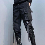 Naised, mehed, p&uuml;ksid, pael, tasku Jogger elastne v&ouml;&ouml;koht k&otilde;rge t&auml;navar&otilde;ivad Harajuku punk puuvillased p&uuml;ksid M