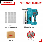ONEVAN harjadeta elektriline 2-&uuml;hes naelutus- ja klammerdusp&uuml;stol F15-50 K410-438 juhtmeta naelp&uuml;stol 4 naelarežiimiga 21V 18V akule Without Battery