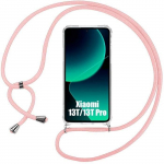 Coque de protection - Xiaomi - 13T - Souple - Bandouli&egrave;re r&eacute;glable - Transparent rose