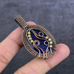 Sapphire(Simulated) Gemstone Copper Wire Wrap Jewelry Pendant 2.17 d5k89