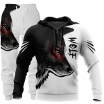 Wolf 3D tr&uuml;kitud kapuutsiga riided &uuml;likond p&uuml;ksid &uuml;likond meeste kevad- ja s&uuml;gise vabaaja kampsun Pullover meeste dressikomplekt mood meeste jaoks S