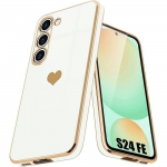 Coque pour samsung galaxy s24 fe (pas pour s24) - protection avec motif c&oelig;ur antichoc ultra slim l&eacute;ger - blanc