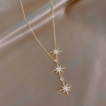 Naiste kaelakee naistele Luksuslik elegantne inkrusteeritud kividest kaheksaharulise t&auml;hega rippuv rangluukett gold necklace