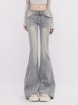 Naised Y2k Korea Gyaru Kpop Madala k&otilde;rgusega Flare Jean Korea Madala k&otilde;rgusega teksap&uuml;ksid Kuumad 2000ndate esteetiline Grunge Tide Vintage Harajuku Uus S sinine