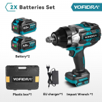 YOFIDRA 3300N.M 3/4 Harjadeta Elektriline Mutrikeeraja 4 K&auml;iku Juhtmevaba Laetav T&otilde;hus Autoremondi Elektrit&ouml;&ouml;riist 18V-21V Akule 2 Battery EU Plug