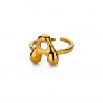 Chunky Initial Letter Rings for Women Gold Color Stainless Steel Ring Vintage Alphabet Jewelry Finger Accessories anillos mujer