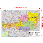 Prantsuse sari Kaart-Austria halduskaart,Seinakaunistus,Kingitus,Reisi-/haridusvahend,Elutuppa,Vannituppa,Kodu kontorisse 59*42cm
