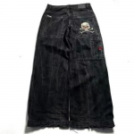RogueWave Harajuku Gooti Mood Y2K Kottis Teksap&uuml;ksid Vintage Tikitud Kvaliteetsed Teksap&uuml;ksid Mehed Naised Hip Hop Streetwear Vabaaja Laiad Teksap&uuml;ksid S