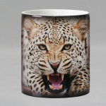 Loomakujuline kuumatundlik kohvitass, Keraamiline maagiline v&auml;rvi muutev teetass, J&otilde;ulukink, Leopard, 11oz 301-400ml must