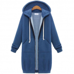 Suvised naiste tasku t&otilde;mblukuga Disain Longline Hoodie Femme vabaaja pikkade varrukatega mantel ja jakid Kombinesoonid XL sinine