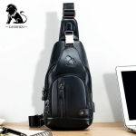 Uus 100% Ehtne Nahk Rinnakott Meeste Moodne Stiil Vabaaja Crossbody Kotid USB-ga Suure Mahutavusega Meeste &Otilde;lakott 16x6x32cm must