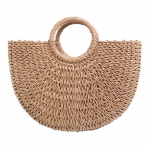 MOON Straw Handbags Naiste suvine rannakott rotangist k&auml;sitsi valmistatud kootud k&auml;ekott 42x24x9cm