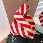 K&auml;sitsi valmistatud kootud k&auml;ekott naiste minis&otilde;lm randmekott Naistele vabaaja v&auml;rvi laia triibuga kandekott &Otilde;lakott &Otilde;pilasele korduvkasutatav ostukott 21x36cm