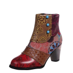 Naiste saapad Nahast Vintage Bohemian Uus Socofy Naiste Retrotr&uuml;kiga pannal Pehme T&otilde;mblukuga Poolsaapad Naiste Botines Mujer 39 black