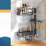 P&ouml;&ouml;rlev riiul, k&ouml;&ouml;ginurk, maitseaineriiul, tasuta perforeeritud seinale riputatav p&ouml;&ouml;rlev multifunktsionaalne hoiuriiul