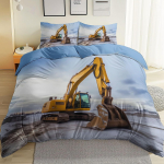 Laste &Uuml;hekohaline Tekikoti Komplekt Poistele, Multifilm Autod Traktor Ekskavaator Voodipesu Teismelisele Poisile, Seadmete Veoautode Tekikoti komplekt 135x200cm