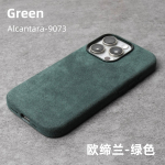 ALCANTARA korpus iPhone 16 Pro Maxile &Uuml;hilduv MagSafe Luksuslik kunstnahk Superauto seemisnahast Telefoni&uuml;mbrised for iPhone16 Pro Max roheline
