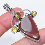 Natural Noreena Jasper, Citrine 925 Sterling Silver Jewelry Pendant 2.36 d4o19