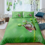 Roheline puukonna kuningas ja kuninganna t&auml;issuuruses tekikott Armsad vihmapuud Loomade voodipesukomplekt Eluslooduse tekikate Pol&uuml;ester tekikate 70x133cm beige