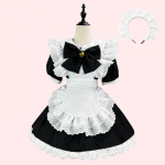 Armas Lolita J&auml;nikut&uuml;druk Cosplay Must ja Valge Neiu Riietus Ilus Kleit Naiste Seelik XXL must