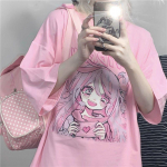 Y2K Anime Kawaii Suured vabaaja armsad topid Suvemood Punk O-kaelusega l&uuml;hikeste varrukatega Unisex t&auml;navar&otilde;ivaste T-s&auml;rk Naiste Metsikud topid XL