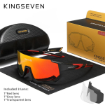 KINGSEVEN Jalgratturi UV-kaitsega P&auml;ikeseprillid Meestele Naistele Jalgratturi Prillid UV400 Polariseeritud Kalap&uuml;&uuml;gi Jalgratta Ronimise Suure Raamiga Spordiprillid must/punane
