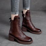 Talvesaapad Ehtsast nahast naiste kingad Palus, soe &uuml;mmargune ninaosa K&auml;sitsi valmistatud lukuga vaba aja &otilde;mblusplatvormiga saapad 35EU/CN36