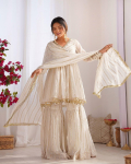 Valmis kandmiseks Salwar Kameez India Bollywoodi Peoasud Disainer Sharara Komplekt Pulmaasud M valge