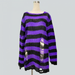 Naiste gooti punk plusssuuruses pikad kampsunid triibulise iseloomuga laheda &otilde;&otilde;nsa auguga katkised džemprid Pullover kootud kampsun one size kollane