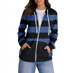 Naiste kapuutsiga dressipluusid Trendikad topid Vabaaja s&uuml;gisemood Pikkade varrukatega taskutega pusa Pullover Kerge XXL sinine