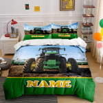 Nimi Kohandatud Traktoriga Tr&uuml;kitud 3-osaline Tekikate Padjap&uuml;&uuml;r Voodipesukomplekt Lapsed T&auml;iskasvanud Mugav Voodipesukomplekt Luksuslik Kingitus US King 228X264cm