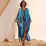 Rannakatted Tuunikad Rannaprint Pikk Kaftan Bikiinikate R&uuml;&uuml; De Plage Sarong Rannar&auml;ti Ujumisriided EMA One Size hele taevasinine v&auml;rv