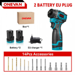 ONEVAN 21+2 Harjadeta Elektriline Kruvikeeraja Mini 3IN1 Juhtmeta Kruvikeeraja Elektriline Puur Kodumajapidamise Puidu Puurimise Remondit&ouml;&ouml;riist 2x Battery-EU Plug