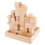 FlyCreat puidust ehitusklotsid 2-aastastele - 23-osaline komplekt, Naeruklotsid, Hariduslikud m&auml;nguasjad, Puidust ehitusklotsid, V&auml;rvimata, 3D Pusled, beige