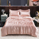 100% mooruspuu siidist kuningasvoodi komplektid Tekikate koos padjap&uuml;&uuml;rikuga Mugavad voodikomplektid Linane lina Siidine voodikate komplektid Flat Bed Sheet&150 X200cm-3pc set